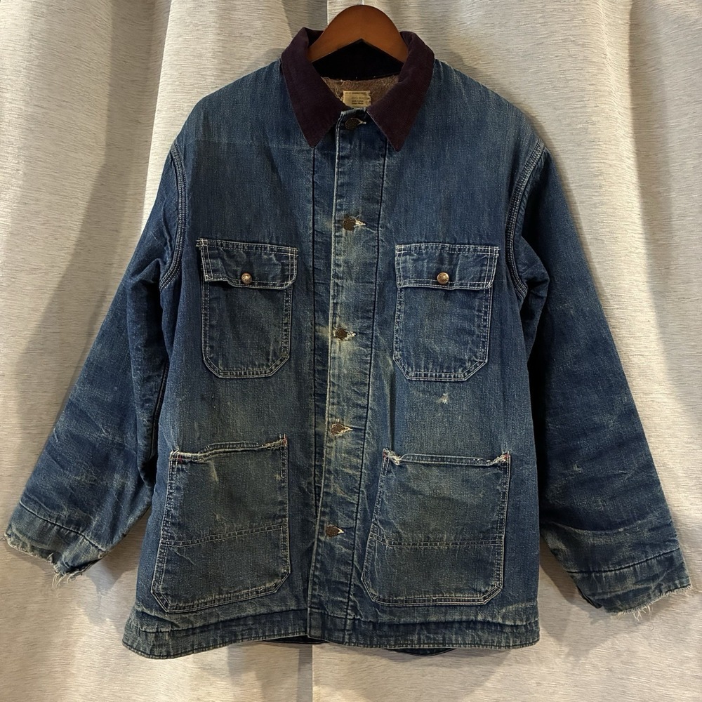 Vintage '60s Penney's Big Mac Denim Chore Jacket Blanket Lined Large Made In USA